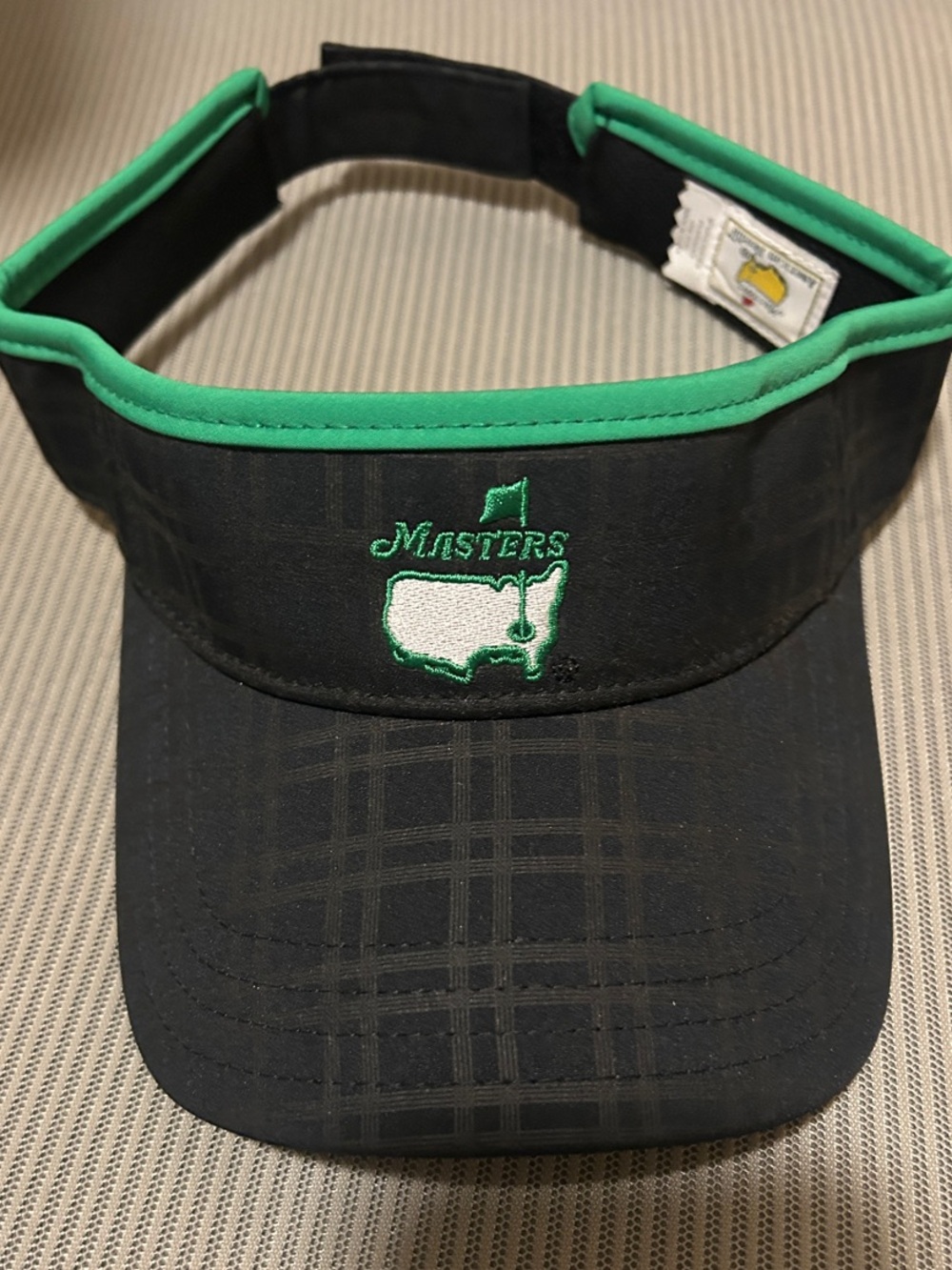 Augusta Masters Black Visor with Green Trim and White Logo